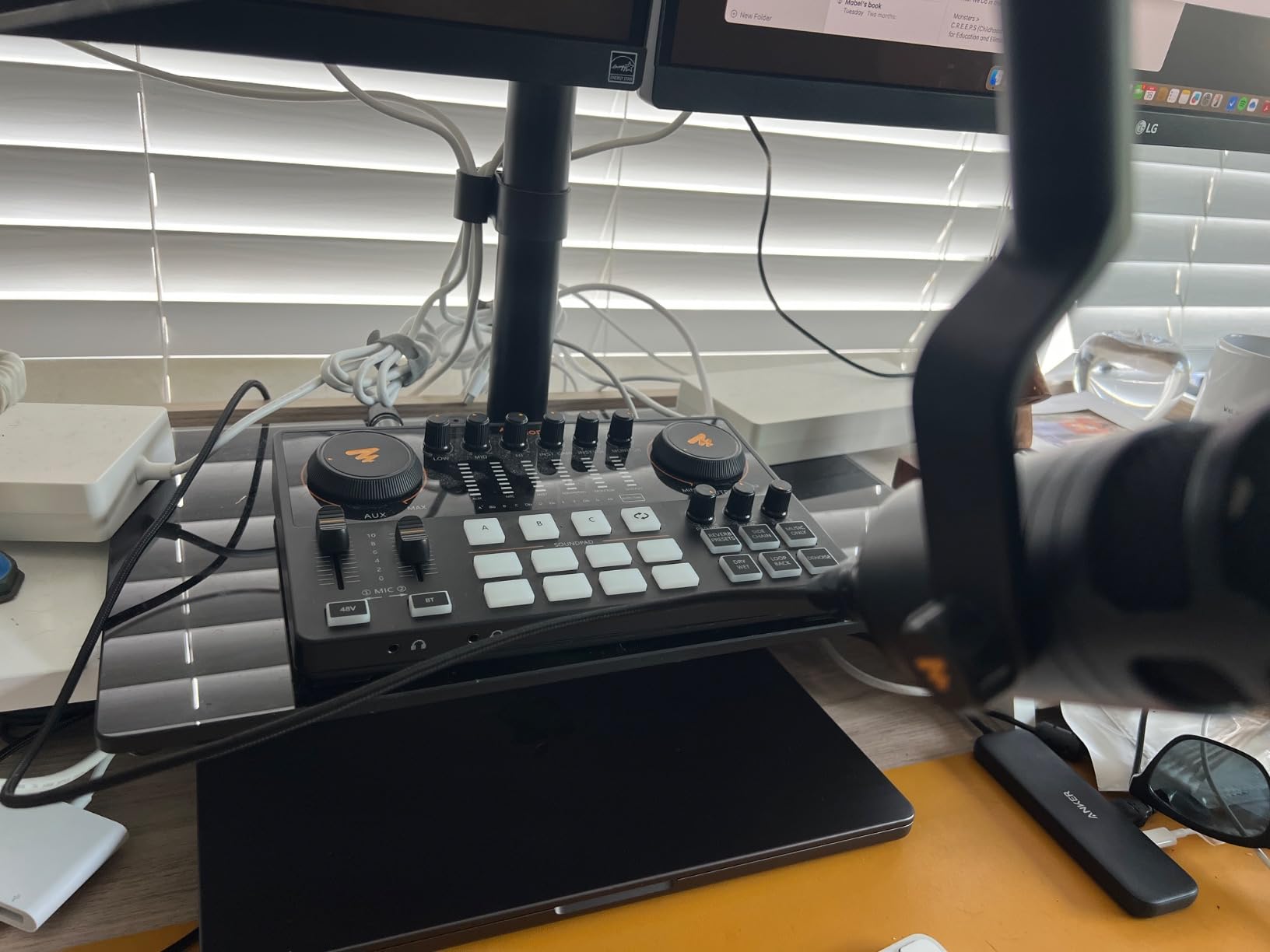 MAONO AME2 Audio Interface Mixer, Podcast Studio Console with XLR Input | 48V phantom power, Bluetooth, 11 custom sound pads, podcast recording, YouTube/TikTok live streaming, PC and XLR mic setup customer photo 2