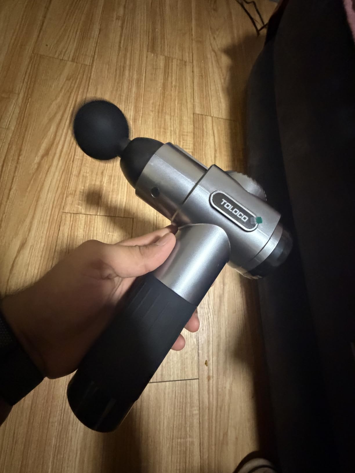 TOLOCO Massage Gun, Deep Tissue Back Massage for Athletes for Pain Relief, Percussion Massager with 10 Massages Heads & Silent Brushless Motor, Fathers Day Dad Gifts, Carbon customer photo 2