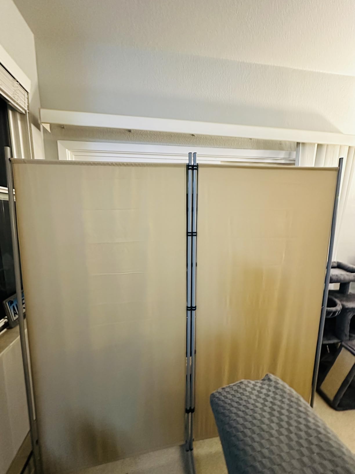 RANTILA 3 Panel Room Divider, 6 Ft Tall Folding Privacy Screen Freestanding Room Partition Wall Dividers, 102''W x 20''D x 71''H, Grey customer photo 1