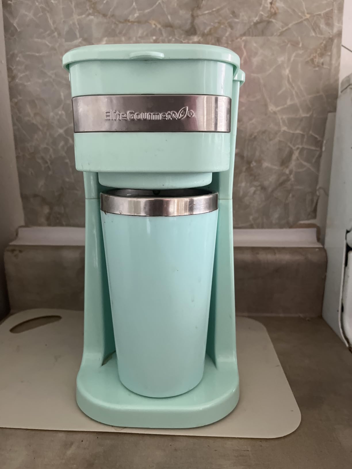 Elite Gourmet EHC113M Personal Single-Serve Compact Coffee Maker, Mint | Includes 14oz stainless steel interior thermal travel mug, reusable filter - compatible with coffee grounds customer photo 1