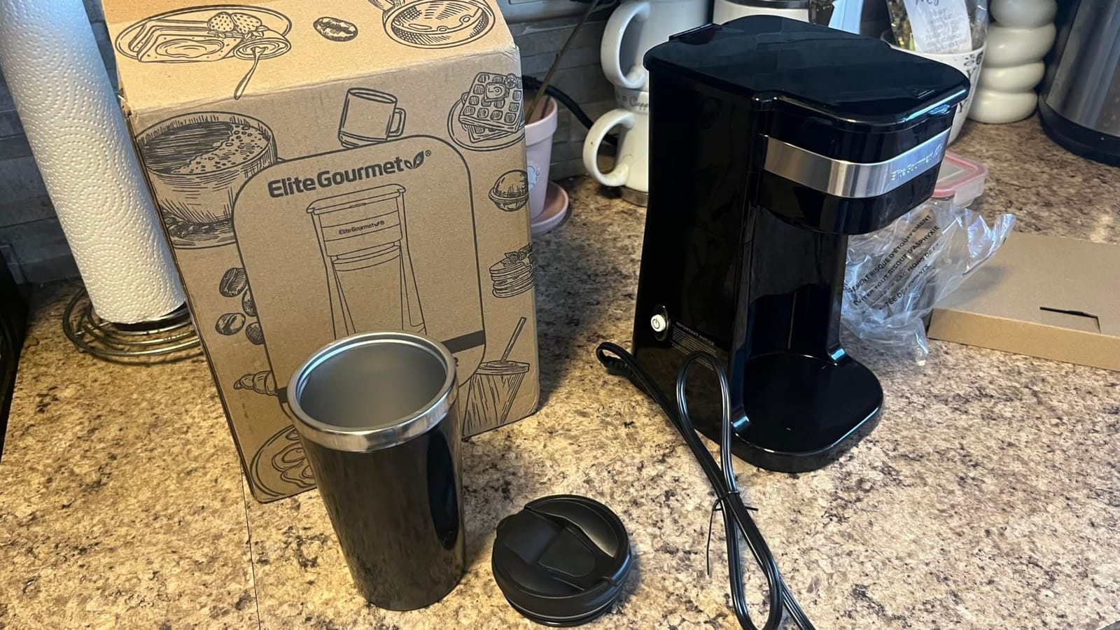 Elite Gourmet EHC113M Personal Single-Serve Compact Coffee Maker, Mint | Includes 14oz stainless steel interior thermal travel mug, reusable filter - compatible with coffee grounds customer photo 2