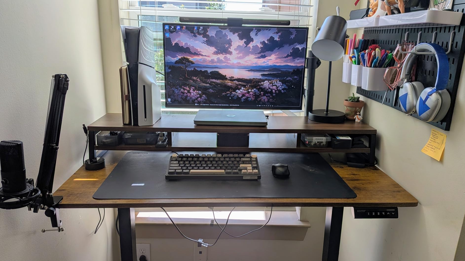 ErGear Height Adjustable Electric Standing Desk, 55 x 28 Inches Sit Stand up Desk, Memory Computer Home Office Desk, Vintage Brown customer photo 2
