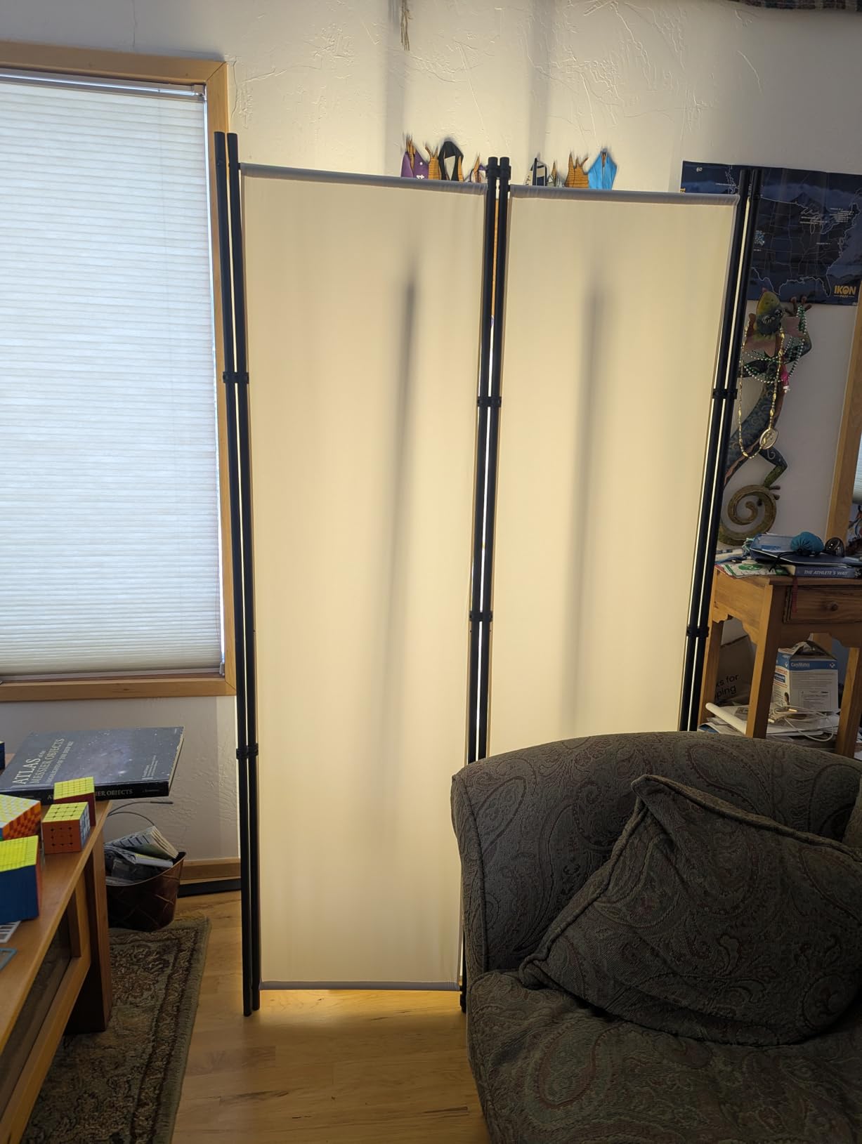 MAYOLIAH 6 Panel Folding Privacy Screen 9ft Wide 6ft Tall Partition Room Divider Portable Office Walls Dividers, Black customer photo 1