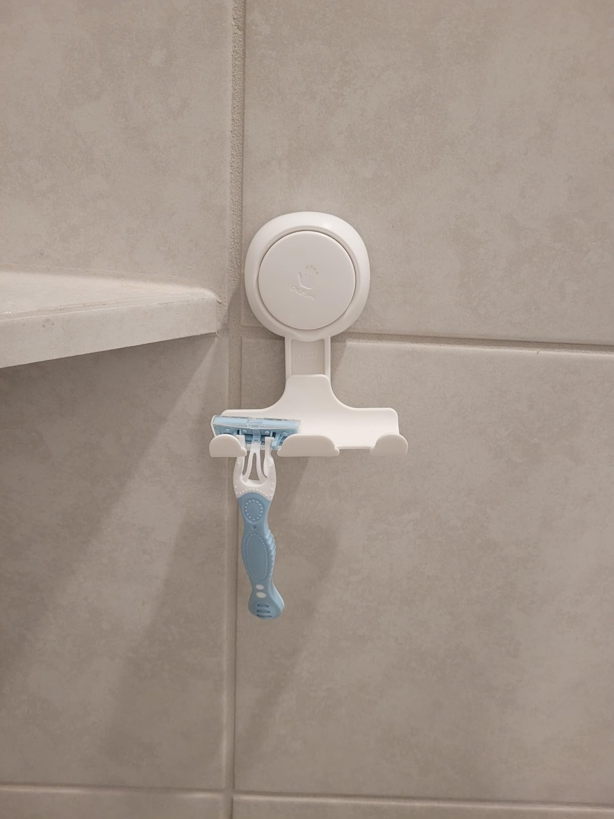 TAILI No Drill Powerful Suction Cup Razor Holder for Shower 2 Pack, White | Waterproof, Towel, Loofah, Shaver Holder for Shower Wall, Powerful Suction Cup Hooks for Bathroom, Easy to Install and Reuse customer photo 2