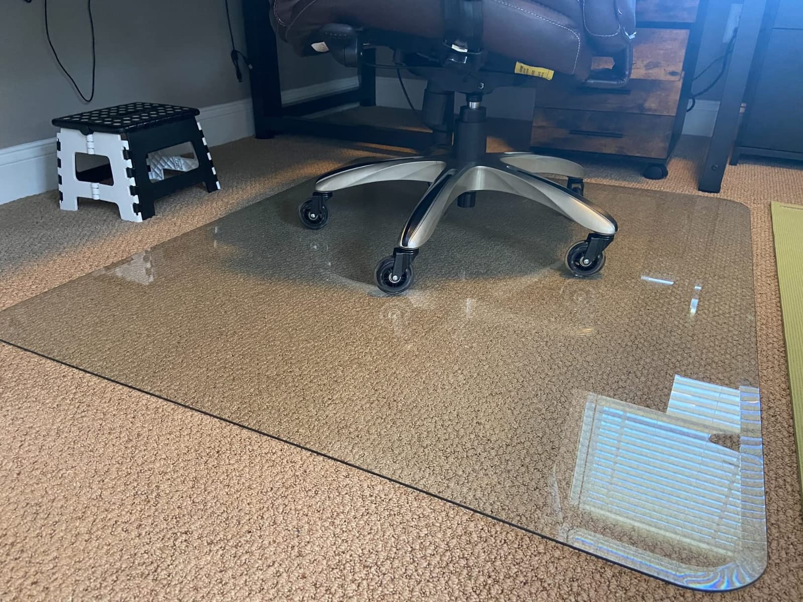 Tempered Glass Office Chair Mat for Carpet & Hardwood, 36