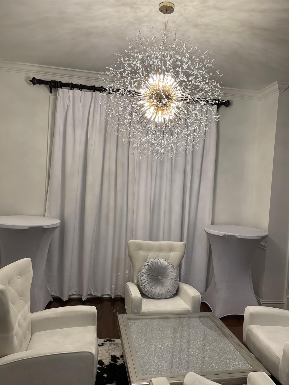 Modern Sputnik Chandelier, 24 Lights Large Firework Crystal Chandelier, Chrome Dandelion High Ceiling Light Fixture for Foyer Hallway Entryway Living Room customer photo 2