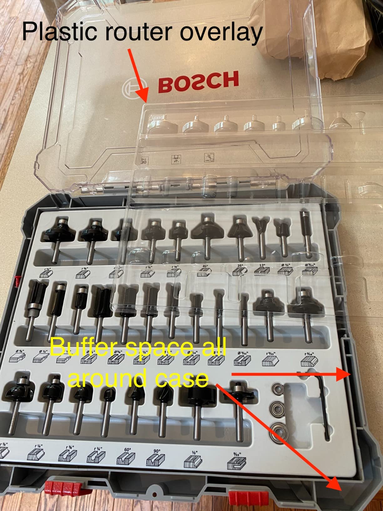 BOSCH RBS030MBS 30 pc. Carbide-Tipped Wood Router Bit Set | Anti-friction coating and plastic case for soft, hard wood and composite cuts customer photo 1