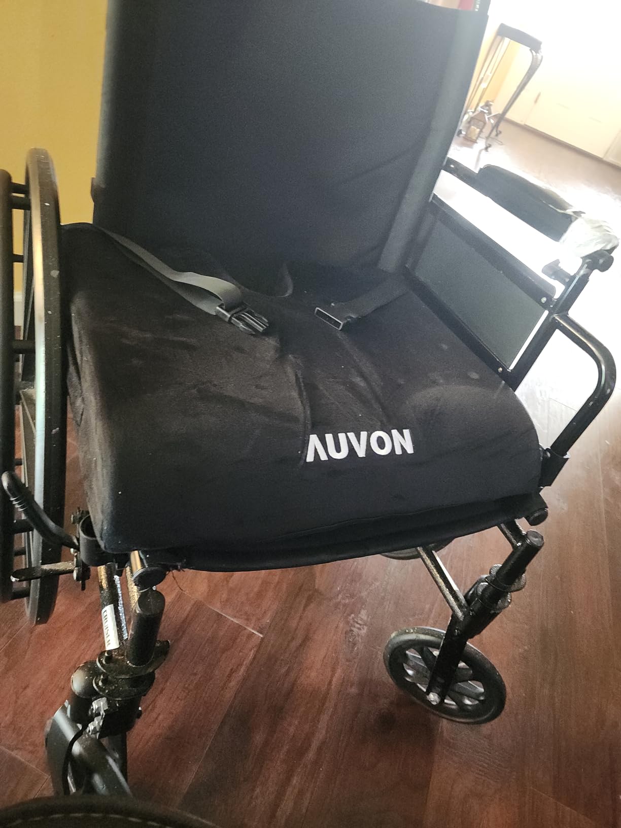 AUVON Wheelchair Seat Cushion, Thigh Slope Design for Long Sitting Comfort | Ergonomic Memory Foam Chair Cushion, U-Cutout for Sciatica & Back Relief, Waterproof Cover, Anti-Sore & Ulcer, Buckle Strap customer photo 2