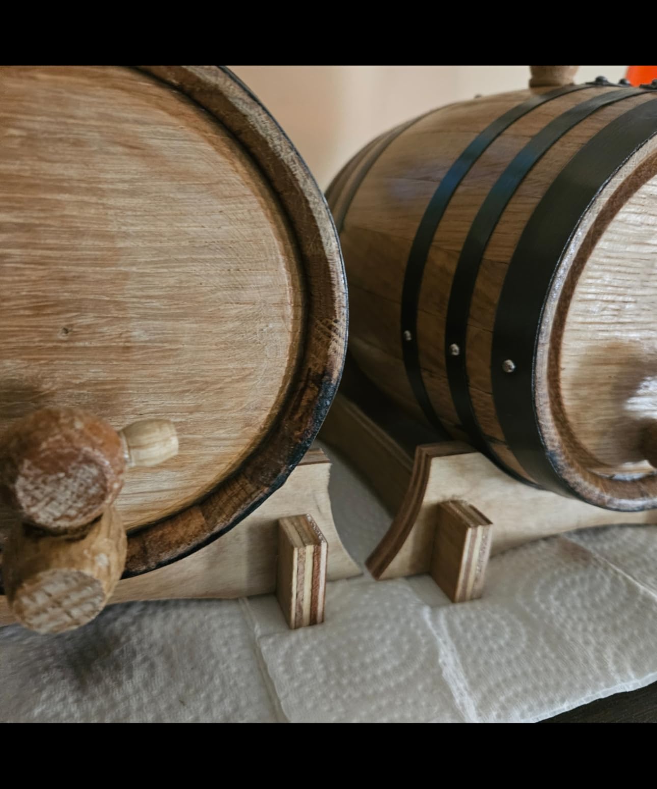 3 Liter Oak Aging Barrel with Stand, Bung & Spigot, Wooden Aging Cask | Charred American White Oak Whiskey Barrel Decanter for Bourbon, Rum, Tequila, Home Brewer & Cocktail Aging Gifts for Men customer photo 1
