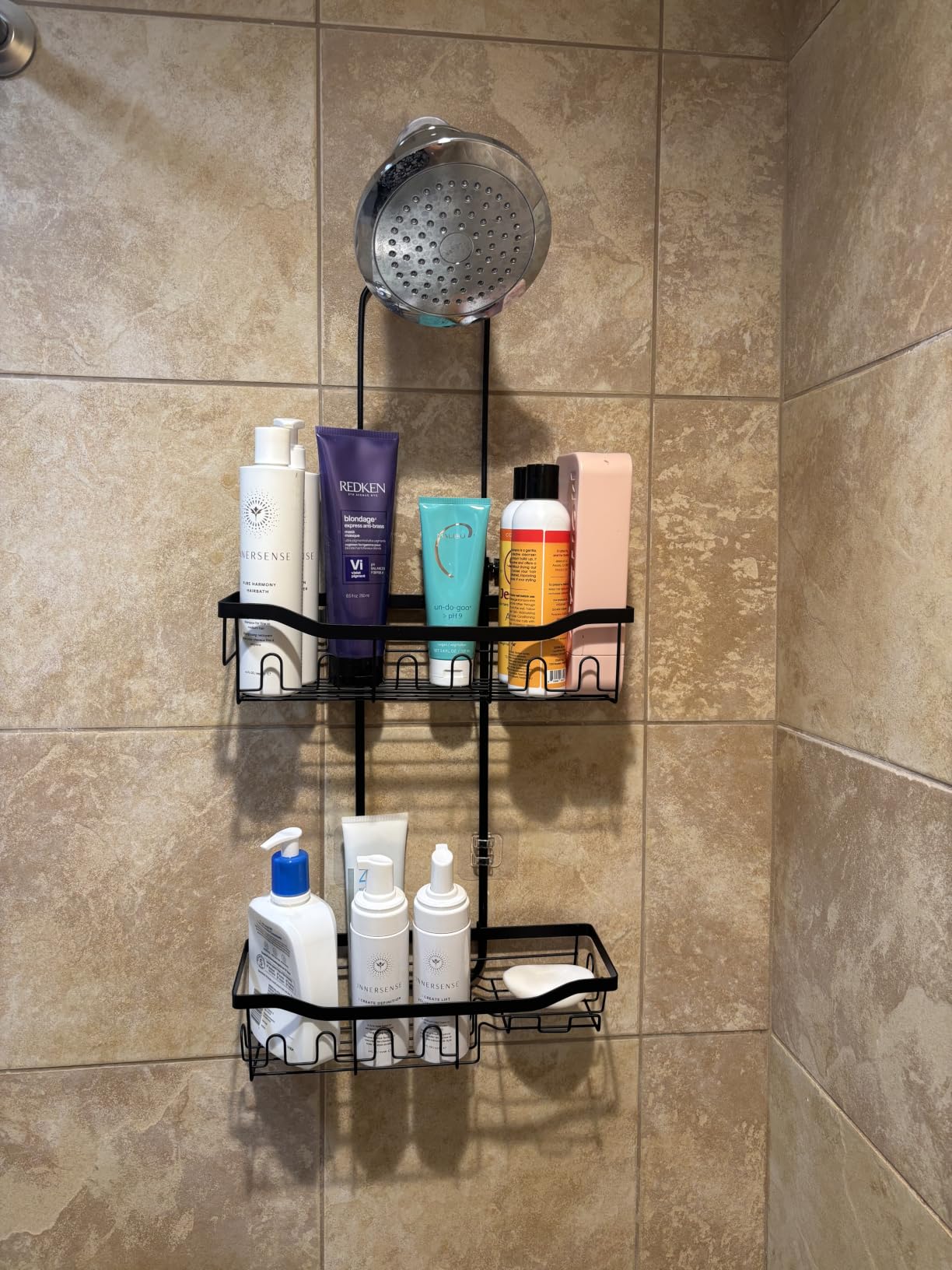 Upgraded Extended Length Shower Organizer with Hooks, Rustproof Shampoo Soap Holder, Large Hanging Bathroom Caddy customer photo 2