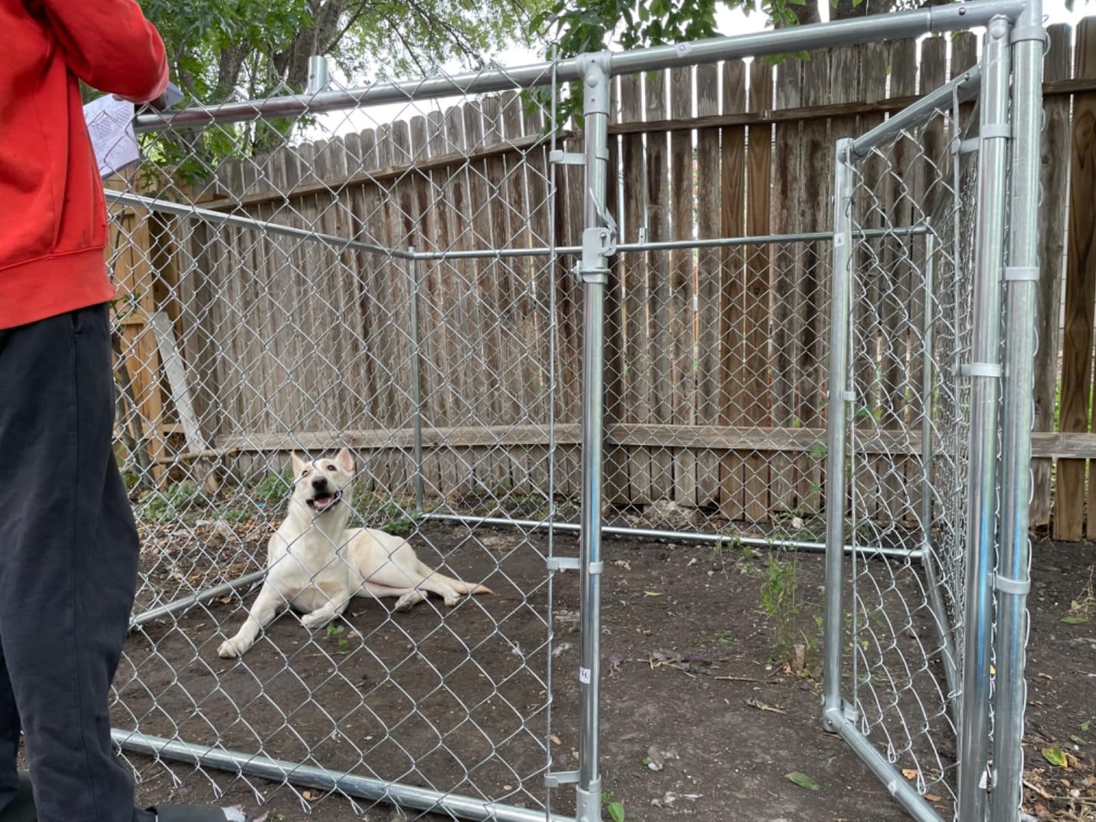 HITTITE Extra Large Outdoor Dog Kennel, Anti-Rust Dog Kennel Outside with Roof, Galvanized Chain Link Dog Runs for Outside with Waterproof UV-Resistant Cover and Secure Lock customer photo 2