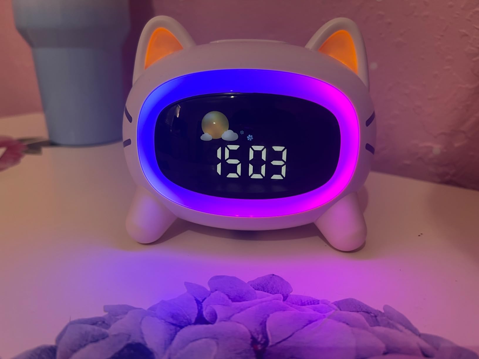Kids Alarm Clock Ok to Wake, Cat Alarm Clock for Kids Sleep Training | Toddlers Night Light Clock for Bedroom, Sound Machine, Birthday Gift for Boy Girls Children customer photo 2