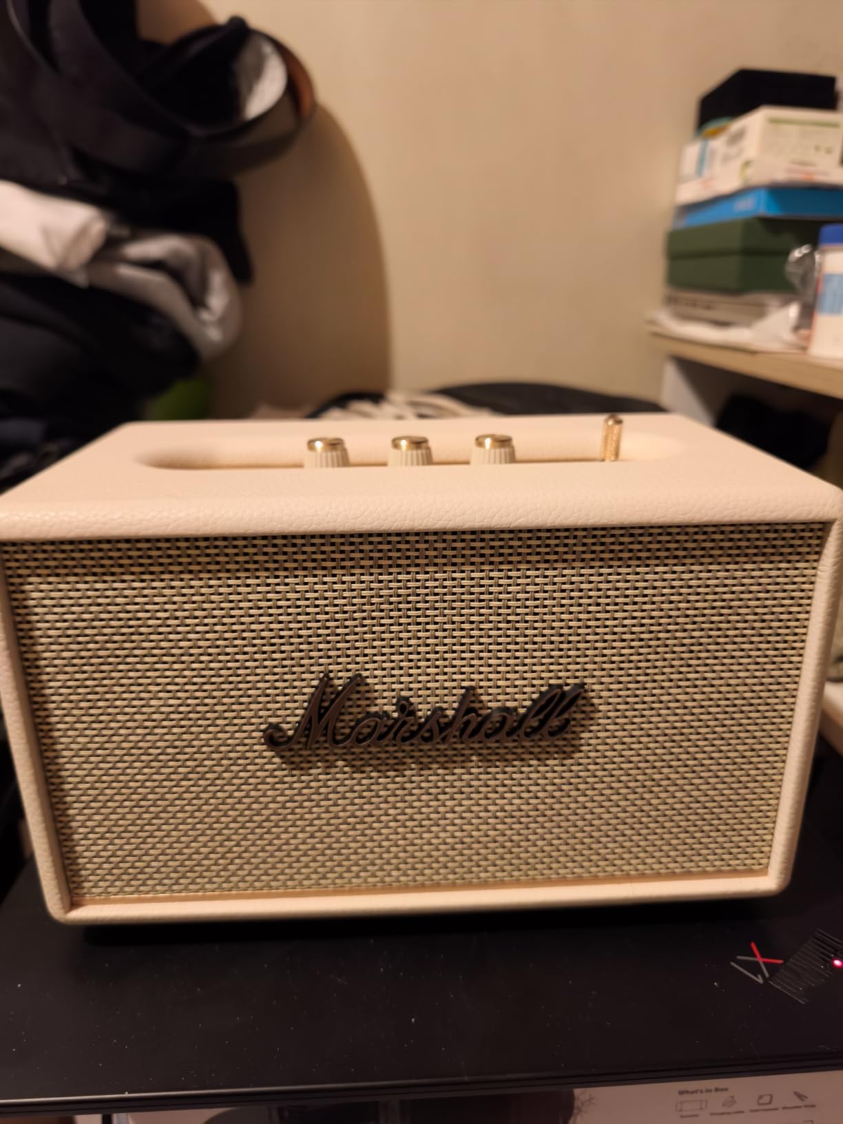 Marshall Acton III Bluetooth Home Speaker - Loud Stereo Sound with Bass and Treble Controls | Plug-in Powered | 3.5mm Aux Input - Cream customer photo 2