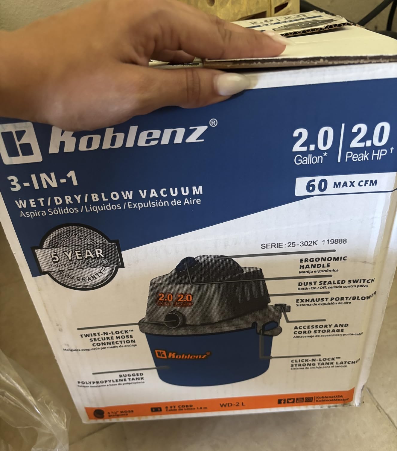 Koblenz WD-2L Wet Dry Vacuum Cleaner, Home Car Garage Workshop, 2.0 PHP customer photo 1
