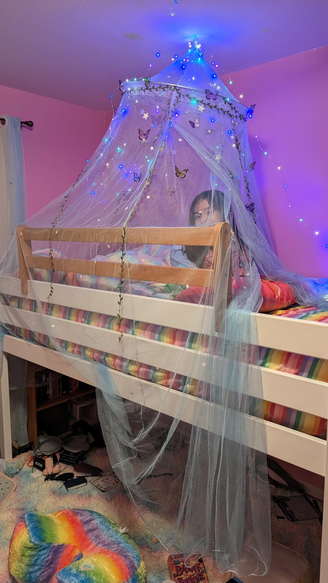 FIOBEE Bed Canopy for Girls Room with LED Light Kids Toddler Bedroom Decor customer photo 2