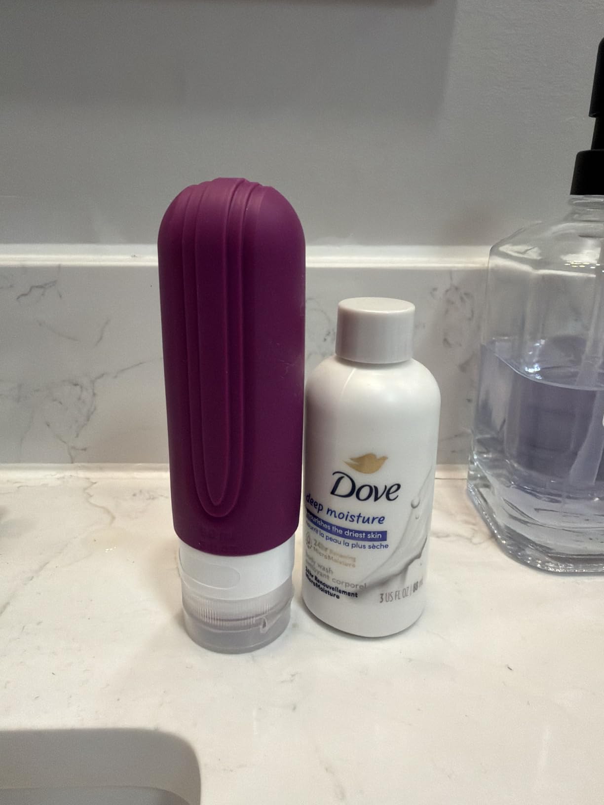 Mrsdry Travel Bottles for Toiletries, Tsa Approved 3oz Travel Size Containers BPA Free Leak Proof Refillable Liquid Silicone Squeezable Travel Accessories for Shampoo Conditioner Lotion (4 Pack) customer photo 1