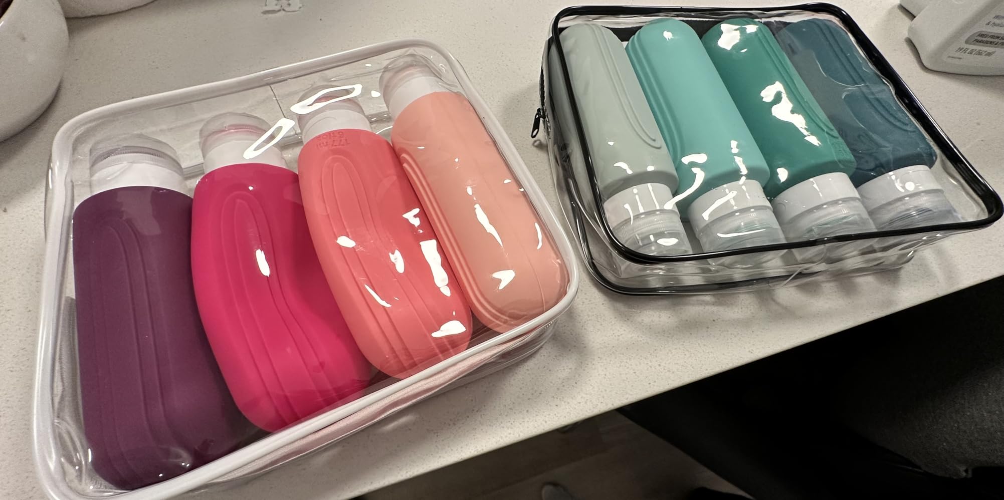 Mrsdry Travel Bottles for Toiletries, Tsa Approved 3oz Travel Size Containers BPA Free Leak Proof Refillable Liquid Silicone Squeezable Travel Accessories for Shampoo Conditioner Lotion (4 Pack) customer photo 2
