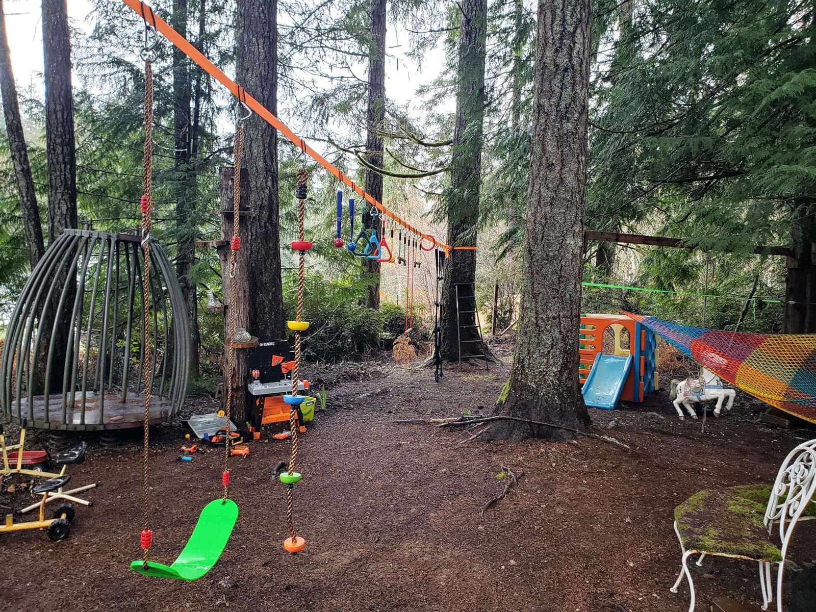 Hyponix Ninja Warrior Obstacle Course for Kids - 2 x 60 ft Slackline with 13 Outdoor Ninja Obstacles, Supports 880lbs - Monkey Net, Ratchet-Tight Tech, Climbing, Swinging & Balance Training, Ages 3+ customer photo 2