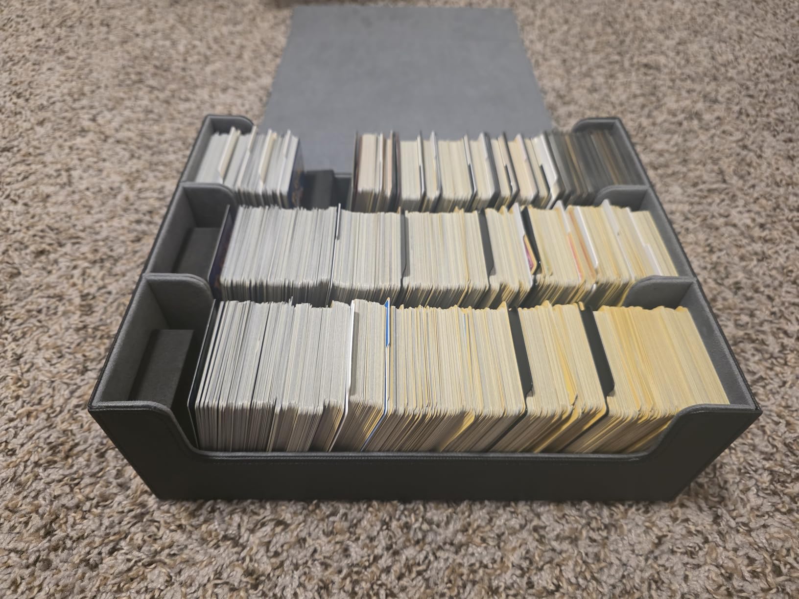 Mlikero Trading Card Storage Box, Bulk Card Storage for 1800+ Sleeved Cards, PU Leather Magnetic Closure Card Organizer with 10 Dividers & 3 Foam Stoppers, Fit for MTG, TCG and Sports Cards customer photo 2
