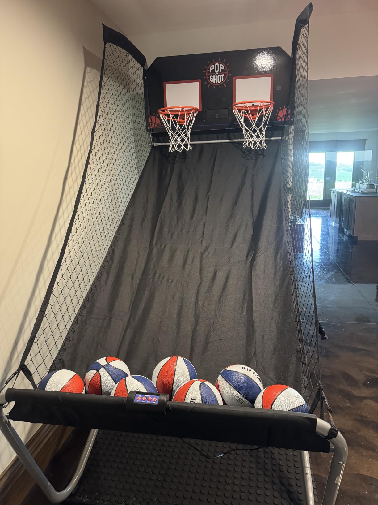 Pop-A-Shot Home Dual Shot | 2-Hoop Indoor Electronic Arcade Basketball | Indoor Arcade Electronic Basketball Machine with 16 Game Modes, 7 Balls, Adjustable Height, Dual Hoops, and Foldable Storage customer photo 2