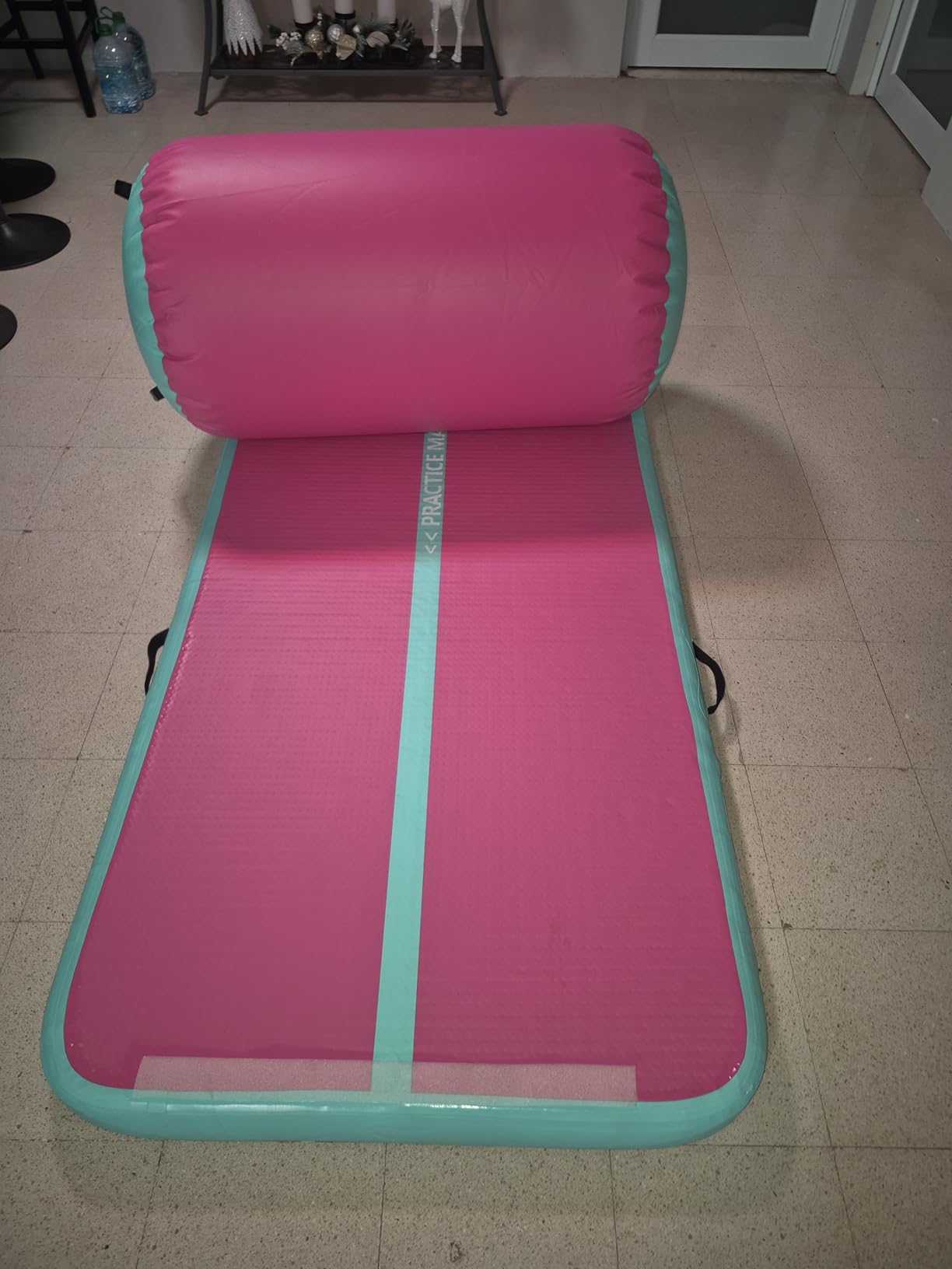 VOFiTNY Inflatable Gymnastics Air mat Tumbling Track with Air Barrel Octagon Mat with Pump for Home/Gym customer photo 2