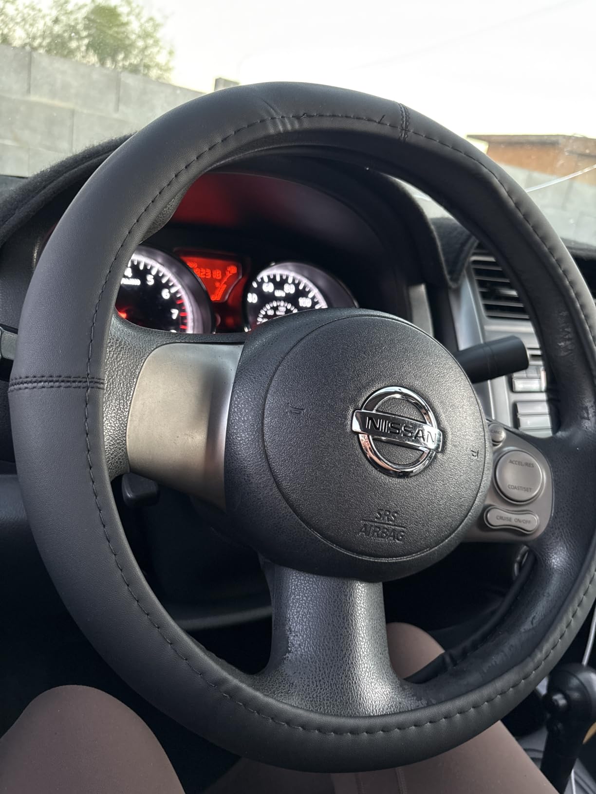 HOTOR Car Leather Steering Wheel Cover, Universal 14.5