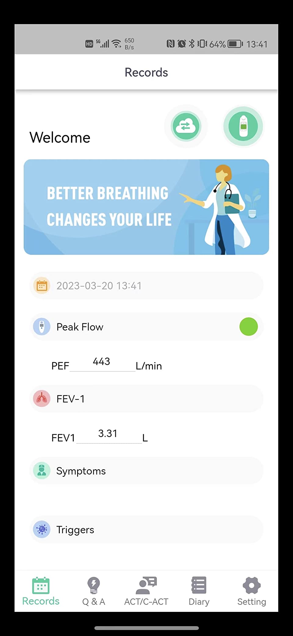 Bluetooth Peak Flow Meter, Digital PEF FEV1 Monitor for Asthma | Asthma Monitor, Tests PEF FEV1, Home Medical, 300 Records Storage Function customer photo 1