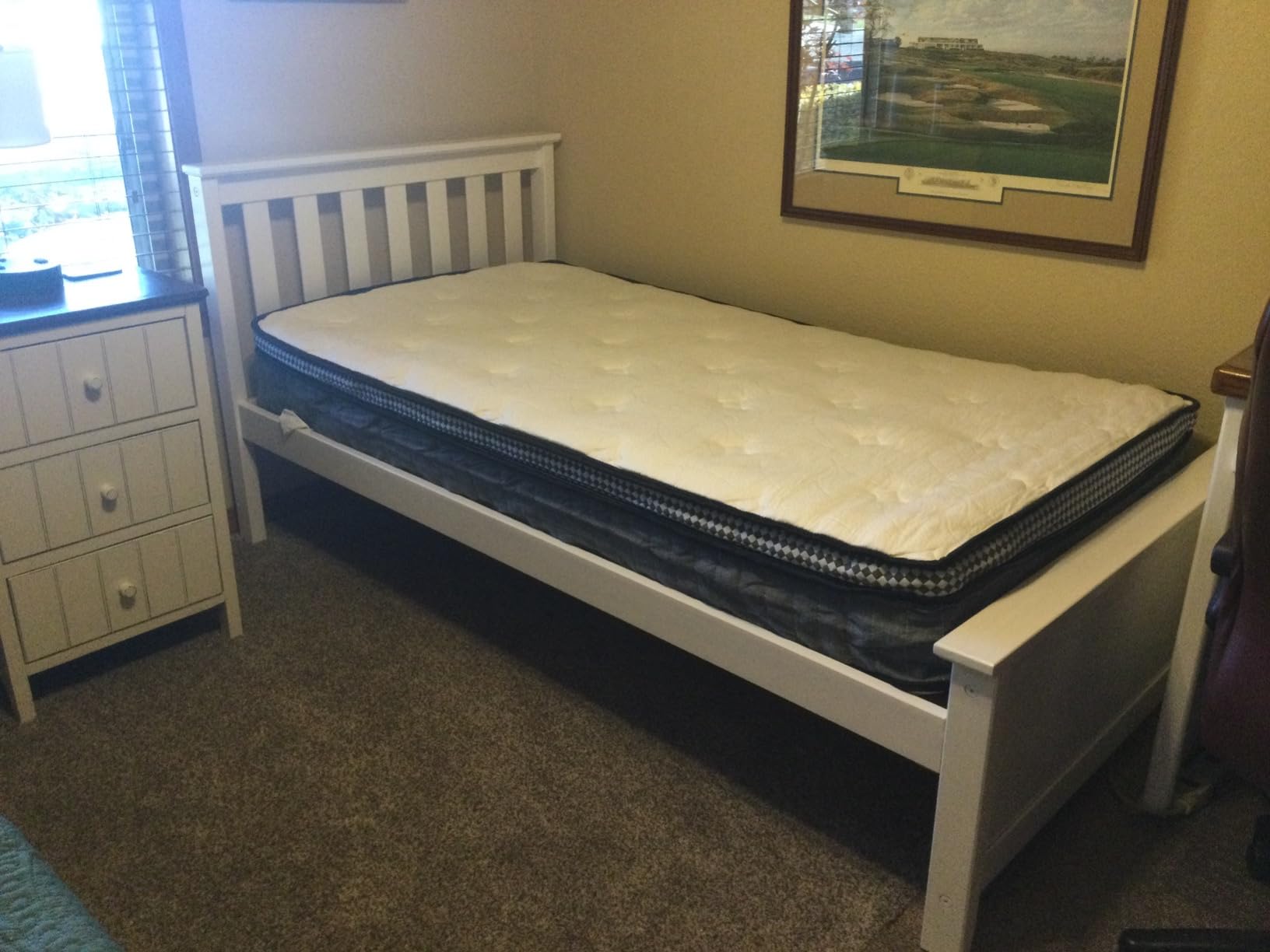 Max & Lily Twin Bed Frame with Slatted Headboard, Solid Wood Platform Bed for Kids, No Box Spring Needed, Easy Assembly, Walnut customer photo 2