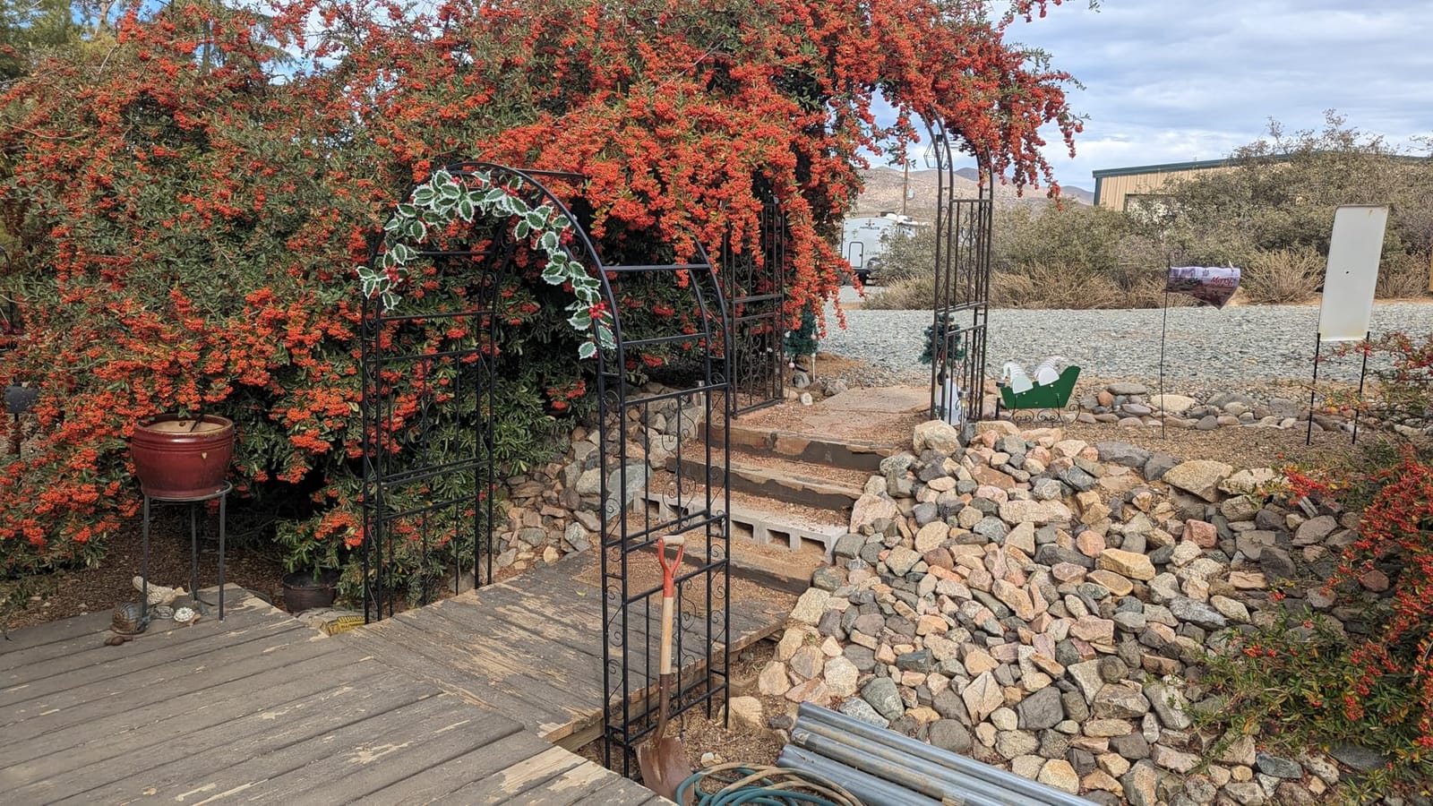 Outvita 7FT Metal Garden Arch Arbor, Black Trellis Frame | Heavy duty metal arbour with 7 in ground stakes; for roses, vines, lawn, patio, wedding & party decor customer photo 1
