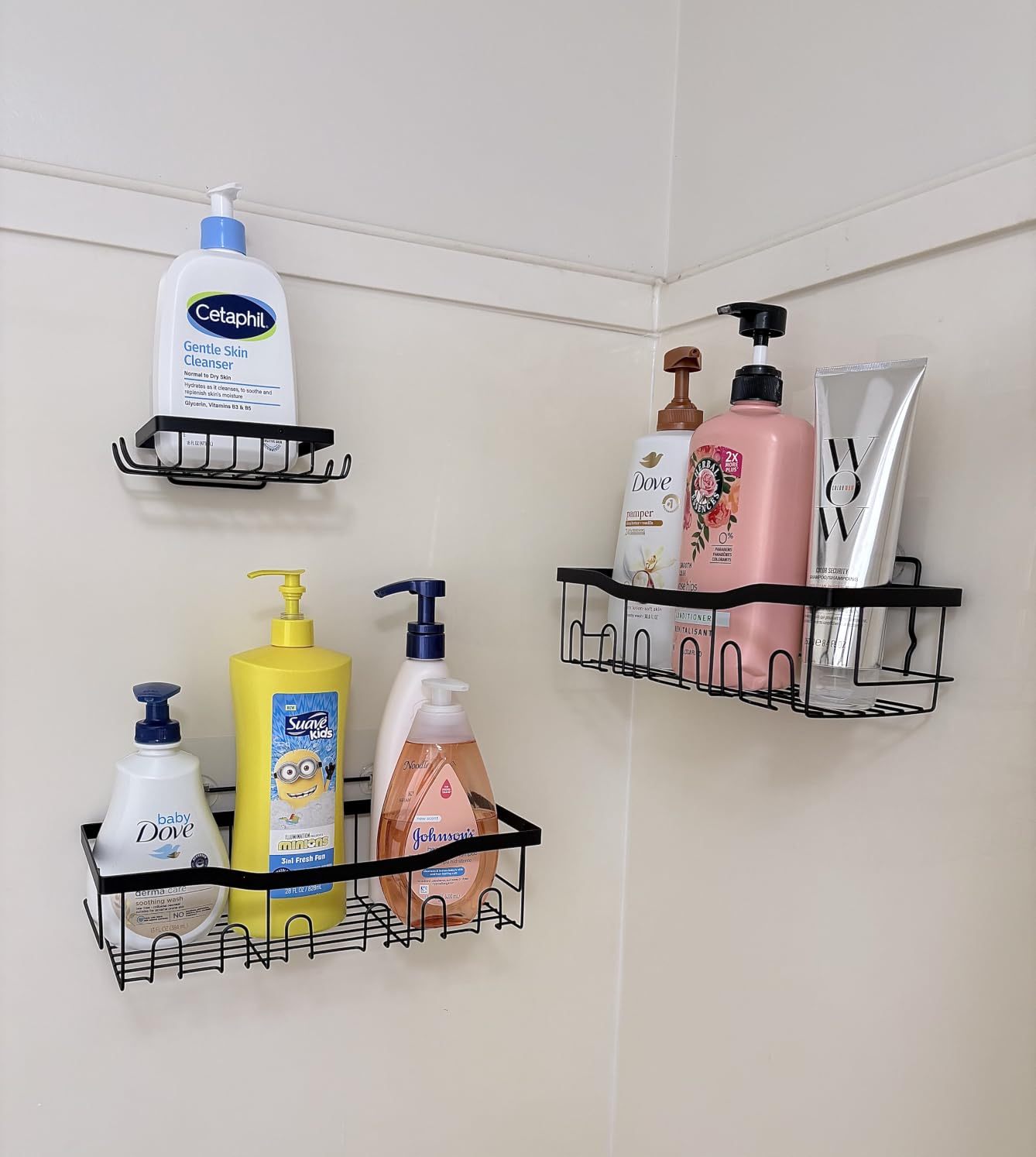 EUDELE Adhesive Shower Caddy, 5 Pack Rustproof Stainless Steel Bath Organizers With Large Capacity, No Drilling Shelves for Bathroom Storage & Home Decor customer photo 1
