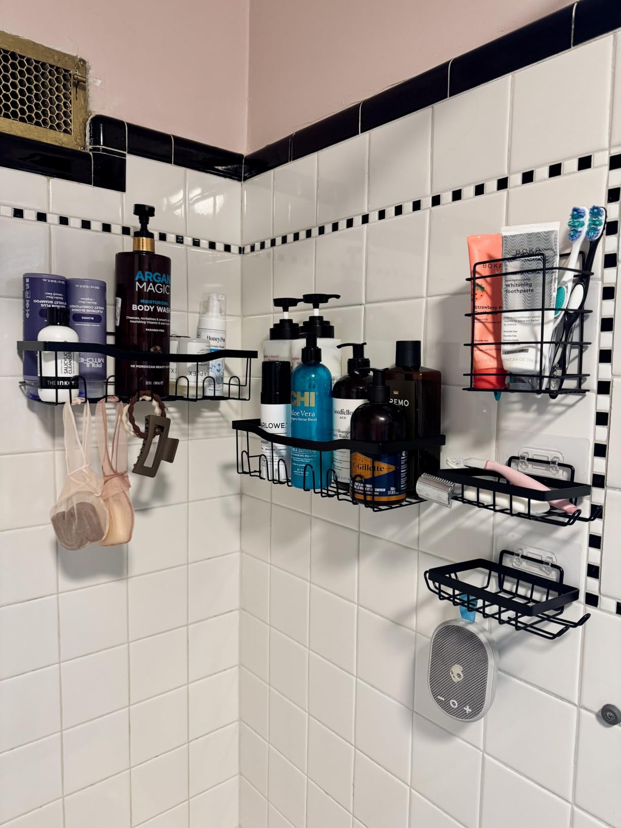 EUDELE Adhesive Shower Caddy, 5 Pack Rustproof Stainless Steel Bath Organizers With Large Capacity, No Drilling Shelves for Bathroom Storage & Home Decor customer photo 2