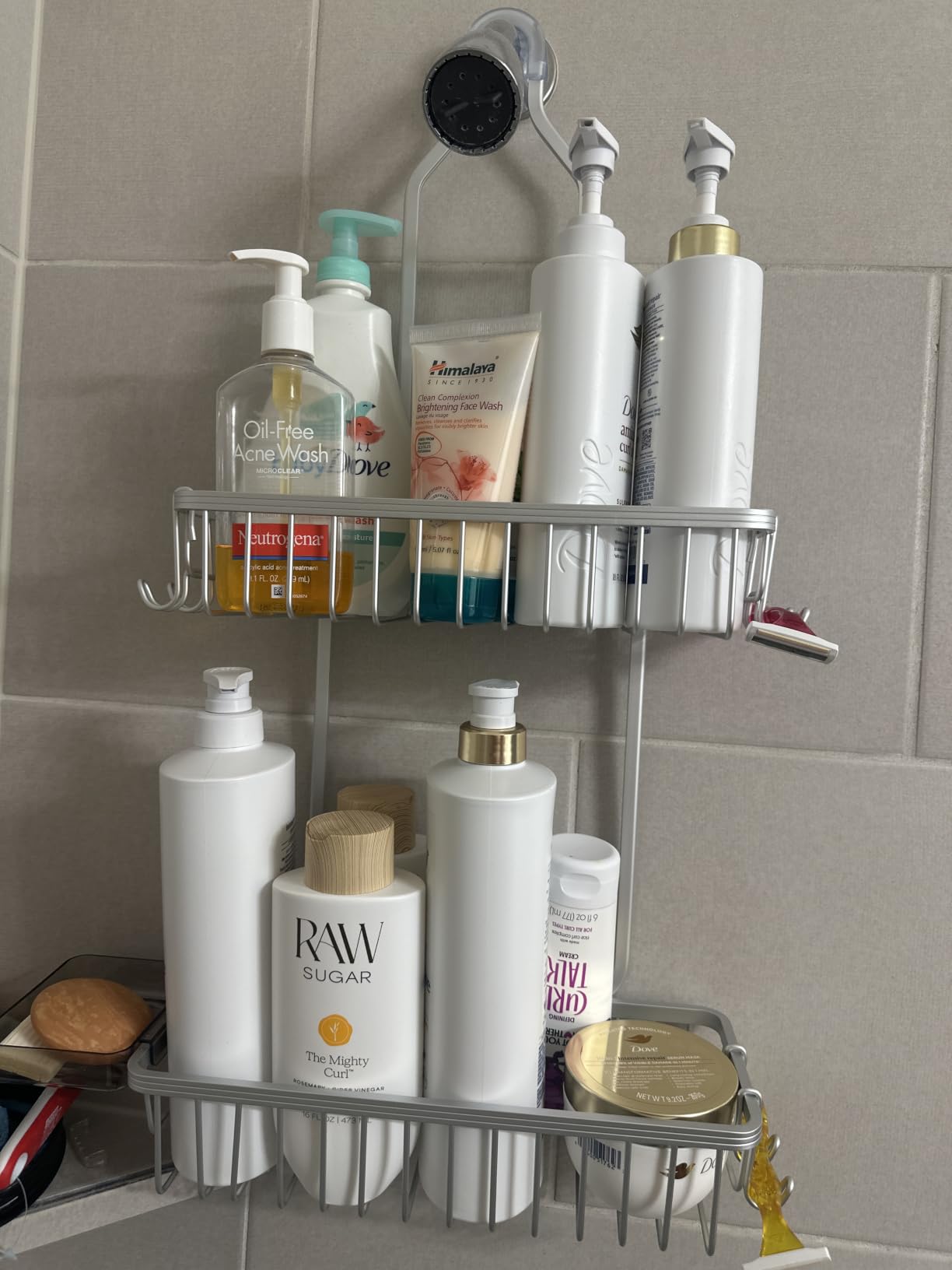 YASONIC Never Rust Shower Caddy Hanging, Aluminum Shower Racks for Inside Shower, 3-Tier Shower Organizer Hanging Over Shower Head with Hooks and Soap Holder, Silver customer photo 2