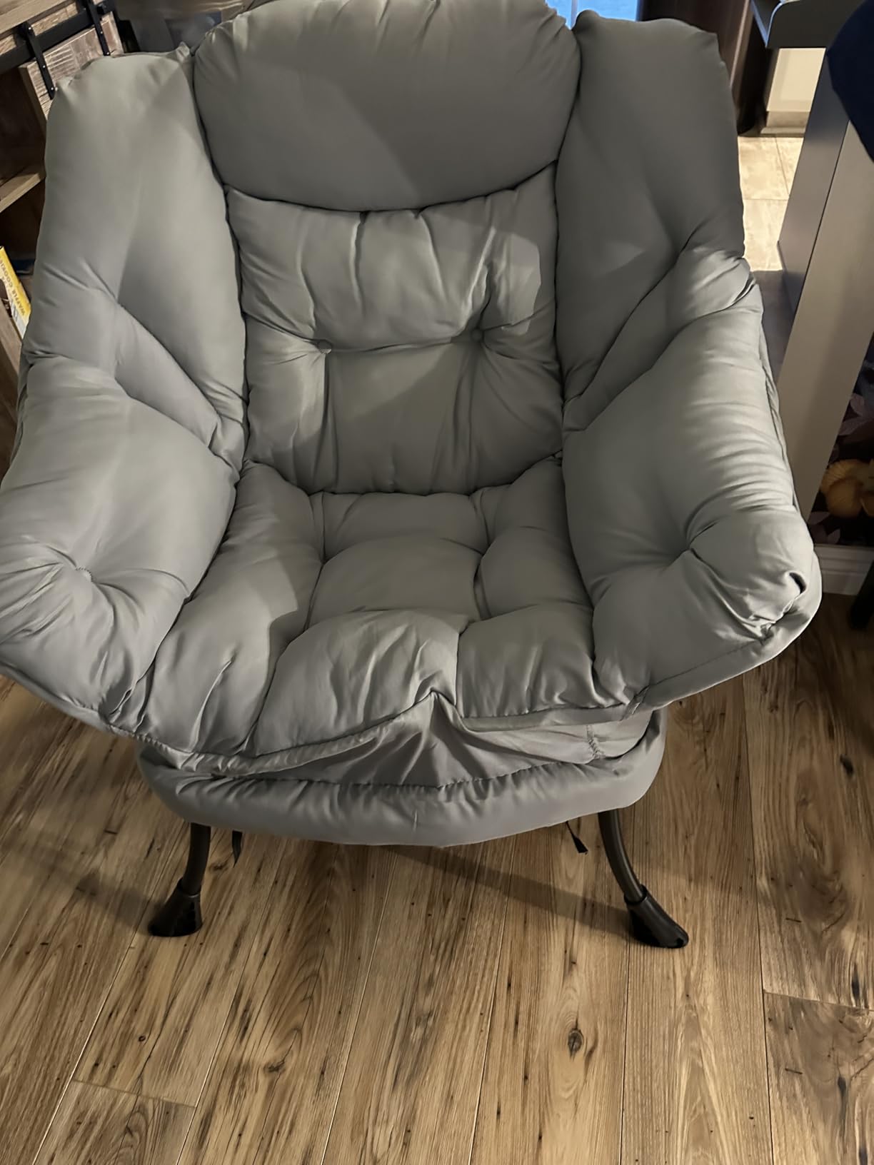 Modern Lazy Chair with Ottoman Lounge Accent Reading Chair for Living Room, Foldable Footstool, Removable Cover, with Armrests & Side Pockets, Upholstered Lounge Chair for Bedroom, Dorm, Office, Small Space customer photo 1