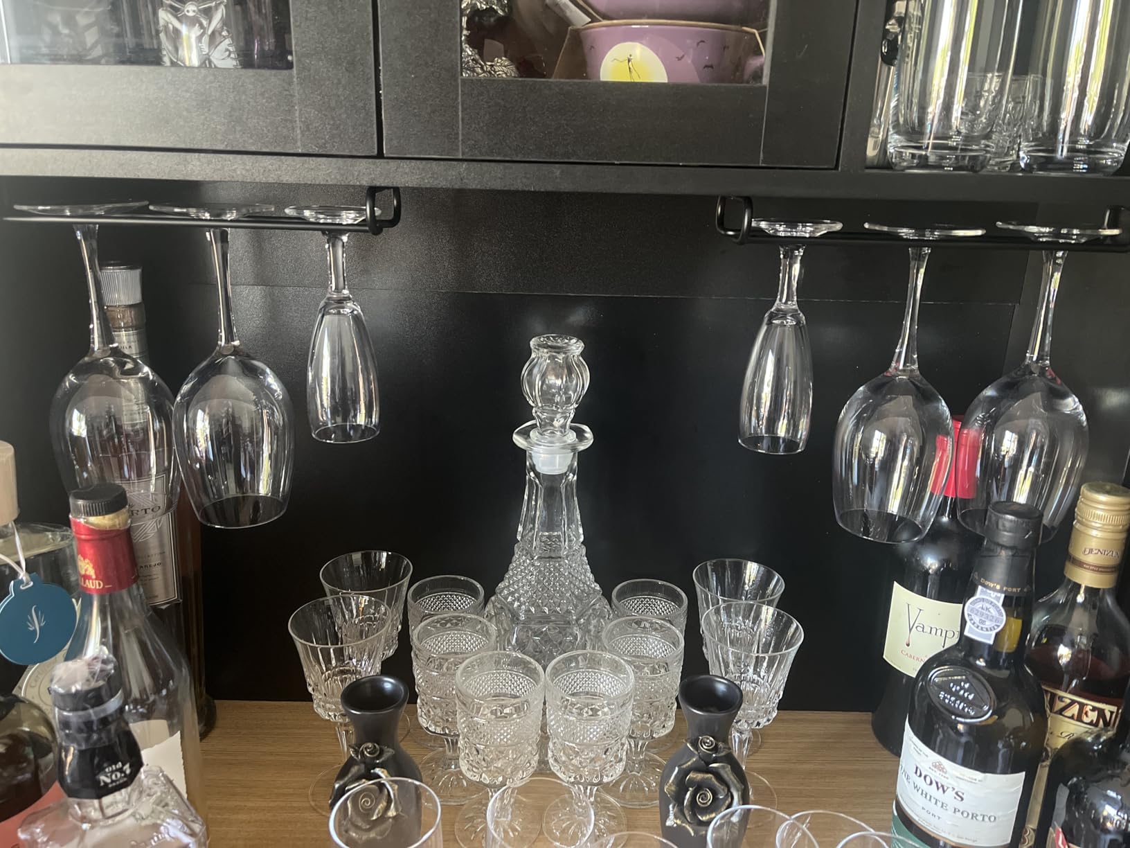 GeLive 10 Inch Under Cabinet Wine Glass Rack Stemware Holder Glass Storage Hanger Organizer for Kitchen and Bar Set of 2 (Black) customer photo 2