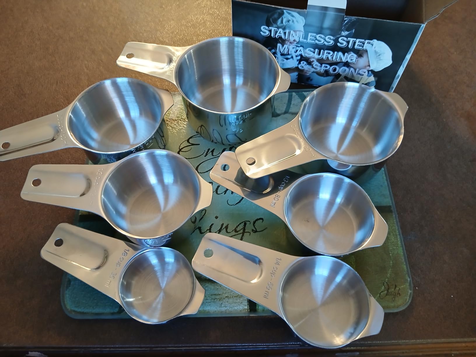 EWFEN Measuring Cups and Spoons Set, 7 Stainless Steel Nesting Measuring Cups & 7 Spoons, 5 Mini Measuring Spoons & 1 Leveler, Kitchen Gadgets for Cooking & Baking, Square customer photo 1