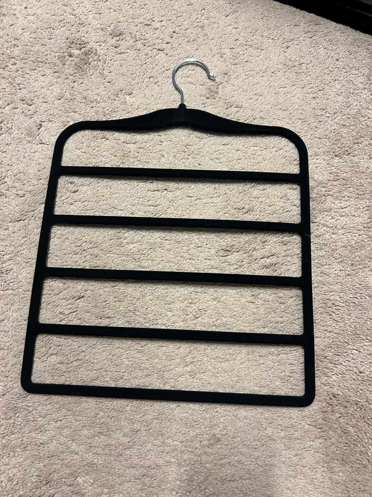 Closet Organizers and Storage,3 Pack Organization and Storage Pants-Hangers-Space-Saving,Velvet Hanger for Dorm Room for College Students Girls Boys Guys Hanging Jean Scarf customer photo 2