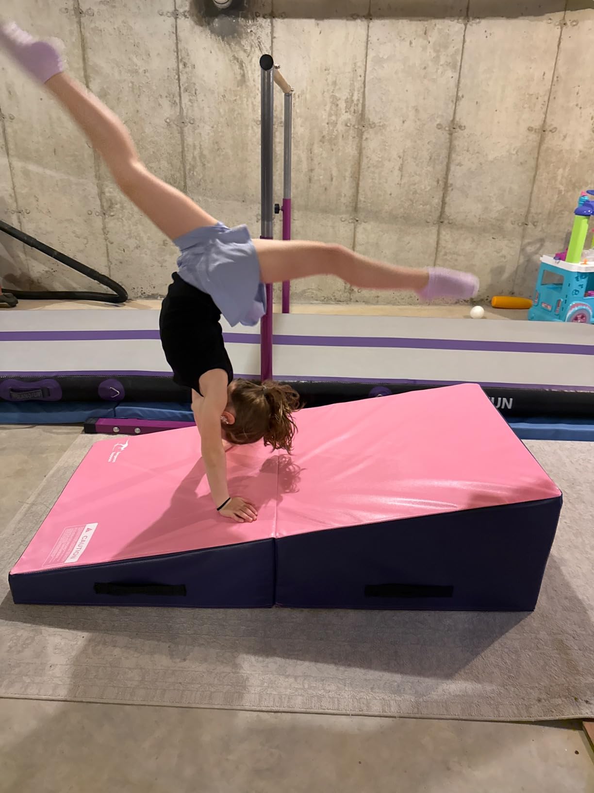 Kangaroo Hoppers Gymnastics Cheese Wedge Mat for Kids Ages 1-12 | 3 Sizes Folding Incline Mat with High-Density EPE Foam and Removable PVC Leather Cover, Home Gym Training Equipment customer photo 2