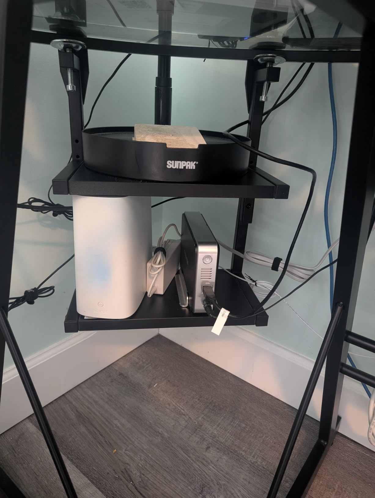 VIVO Black Clamp-on 13 inch 2-Tier Desk Shelf, STAND-SHELF2C, Above or Below Desk, 2 Level Shelving Unit for Table Accessories, Gaming Devices, and More customer photo 2