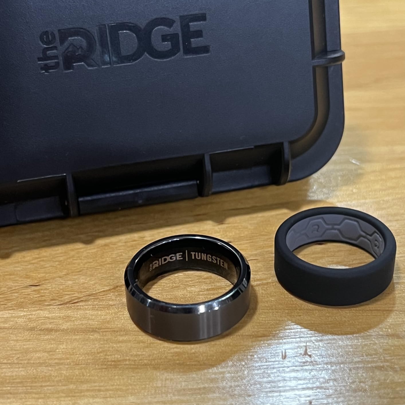 The Ridge Tungsten Rings For Men - Mens Wedding Band - Strong, Durable, and Scratch-Resistant Beveled Ring With Silicone Band customer photo 2