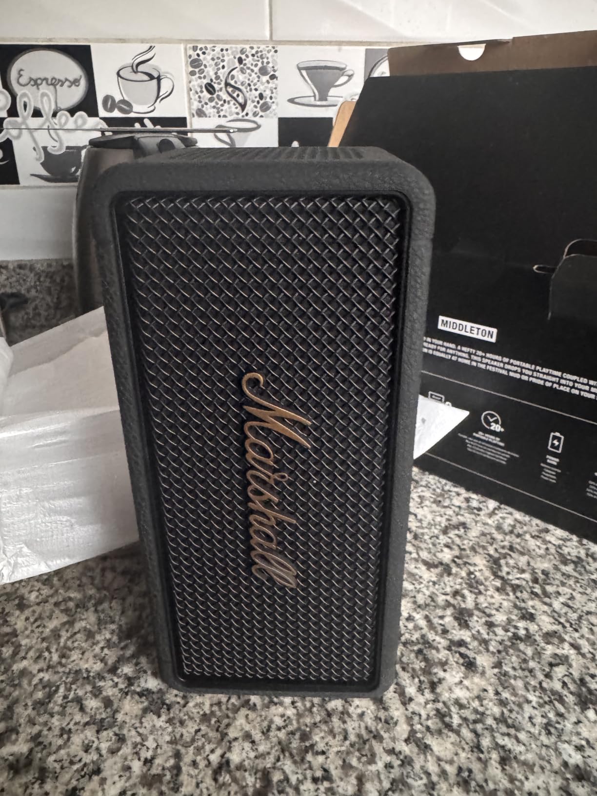 Marshall Middleton Portable Bluetooth Speaker - Rugged Waterproof/Dust-proof Design | Loud Stereo Sound, Deep Bass | Compact and Wireless for Travel and Outdoors - Black and Brass customer photo 1