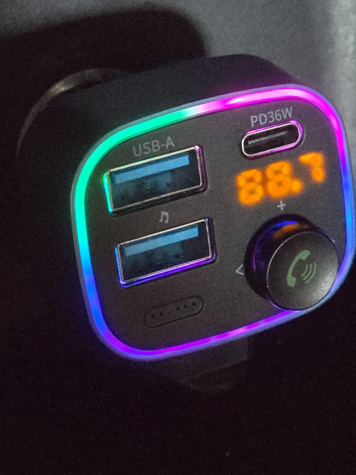 Syncwire Bluetooth 5.4 Car Adapter 48W FM Transmitter for Hands Free Calls | Light Switch, Fast Charge (PD 36W & 12W), HiFi Bass Sound, LED Display, USB Drive Support, Wireless Radio Music Adapter customer photo 2