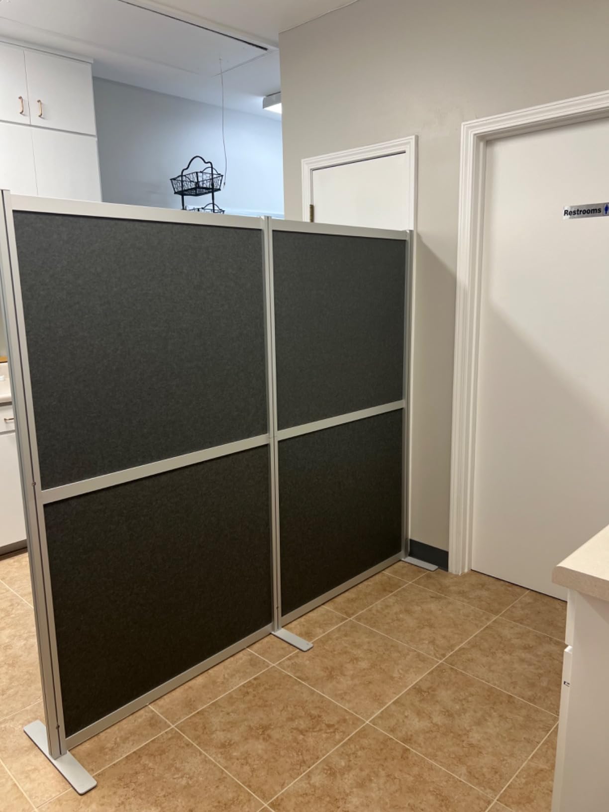 VIVO Dark Gray Freestanding 76 x 66 inch Privacy Panel, PP-MWS63D | Modular Wall System, 2 PET Panels, Modern Professional Office Cubicle Dividers, Privacy-Screen, Silver Frame customer photo 1