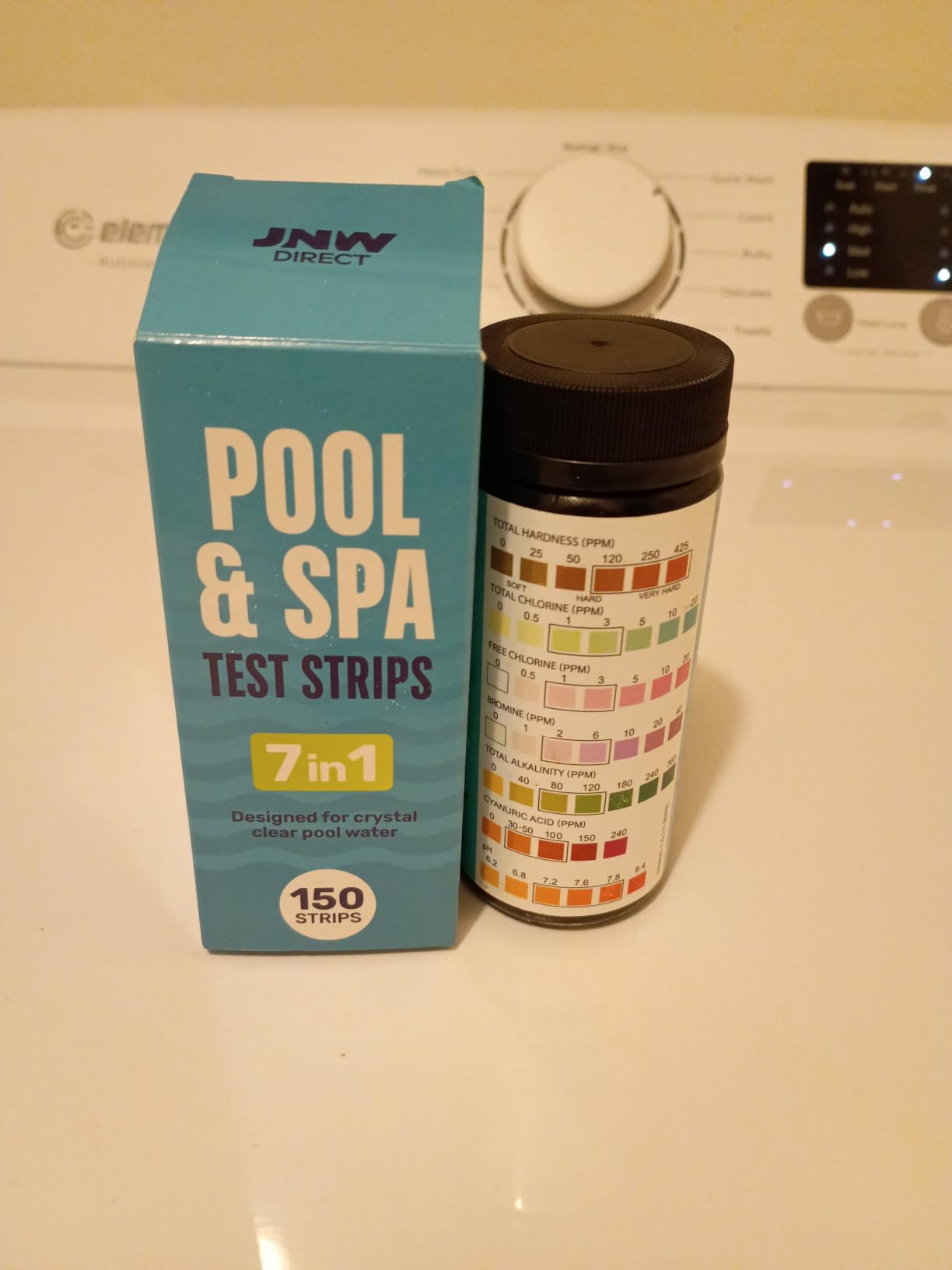 JNW Direct Pool Test Strips for Pools and Spas - 7 in 1 Water Test 150 Pack | Includes 150 pool test strips that measure chlorine, bromine, pH, alkalinity, hardness and cyanuric acid in 30 seconds. customer photo 2