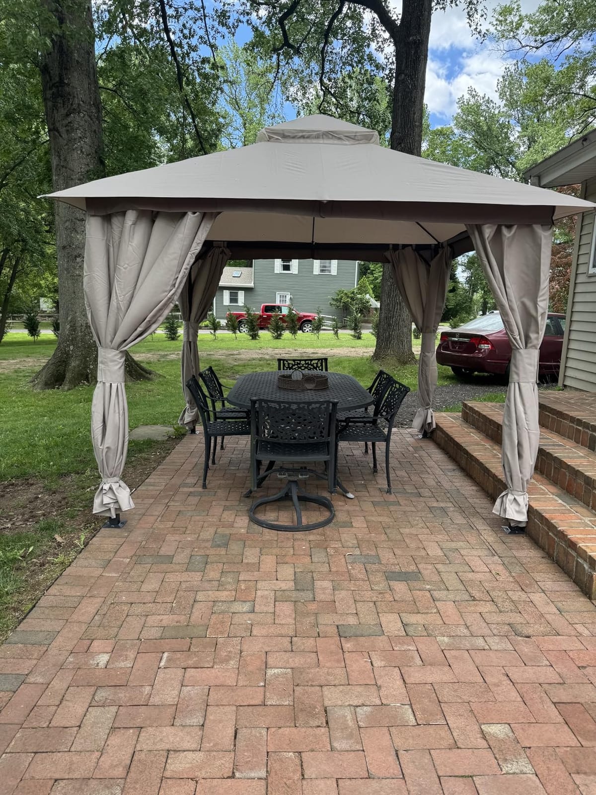 LAUSAINT HOME Gazebo 10x10ft, Heavy Duty Patio Gazebo with Expansion Bolts, Party Canopy Tent with Double Roofs, Mosquito Nettings and Privacy Screens for Backyard, Garden, Lawn, Khaki customer photo 1