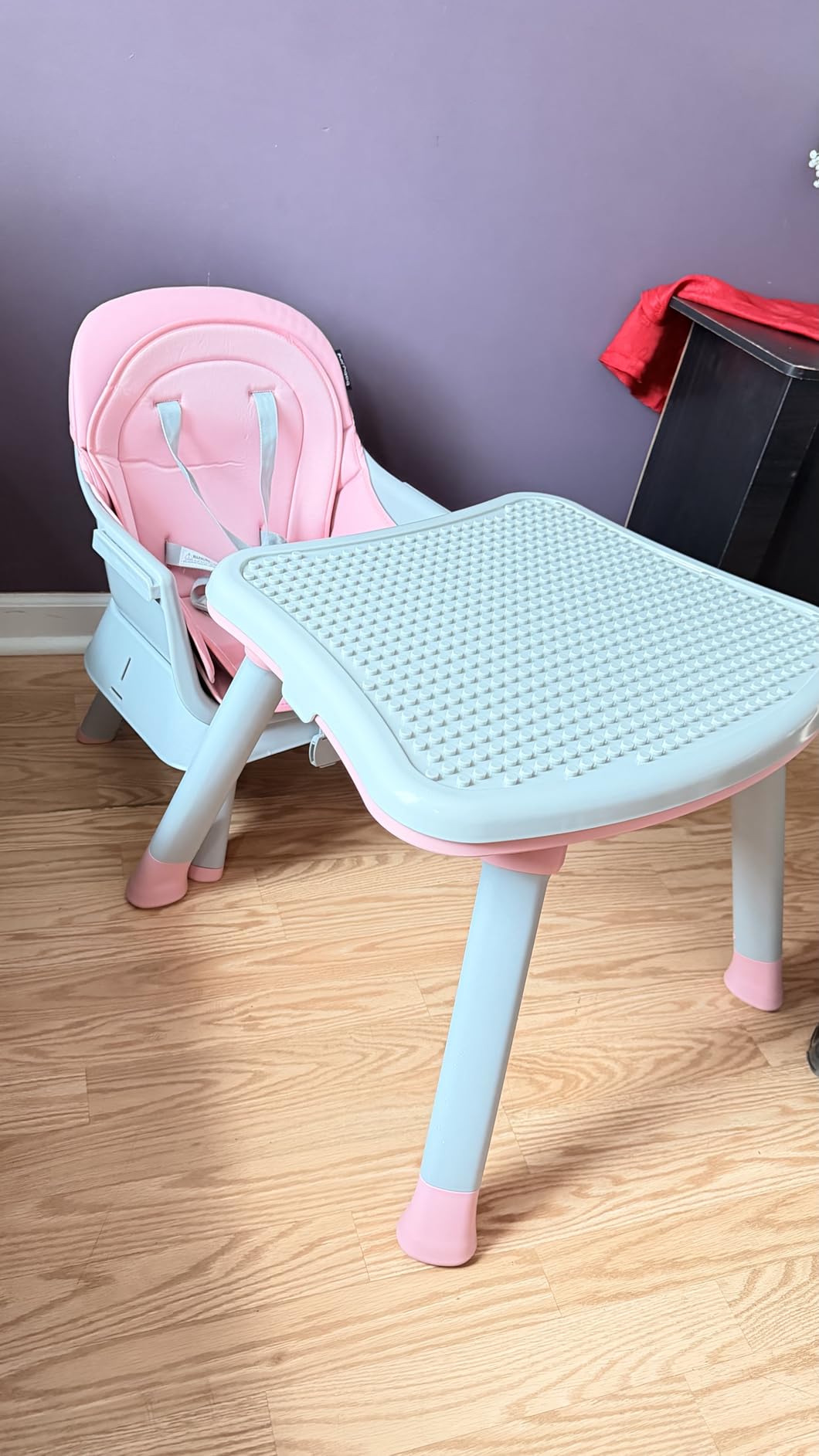 HONEY JOY 8 in 1 Baby High Chair, Convertible Highchair for Babies and Toddlers/Table and Chair Set/Building Block Table/Booster Seat/Stool/Toddler Chair with Safety Harness (Wave Gray) customer photo 1