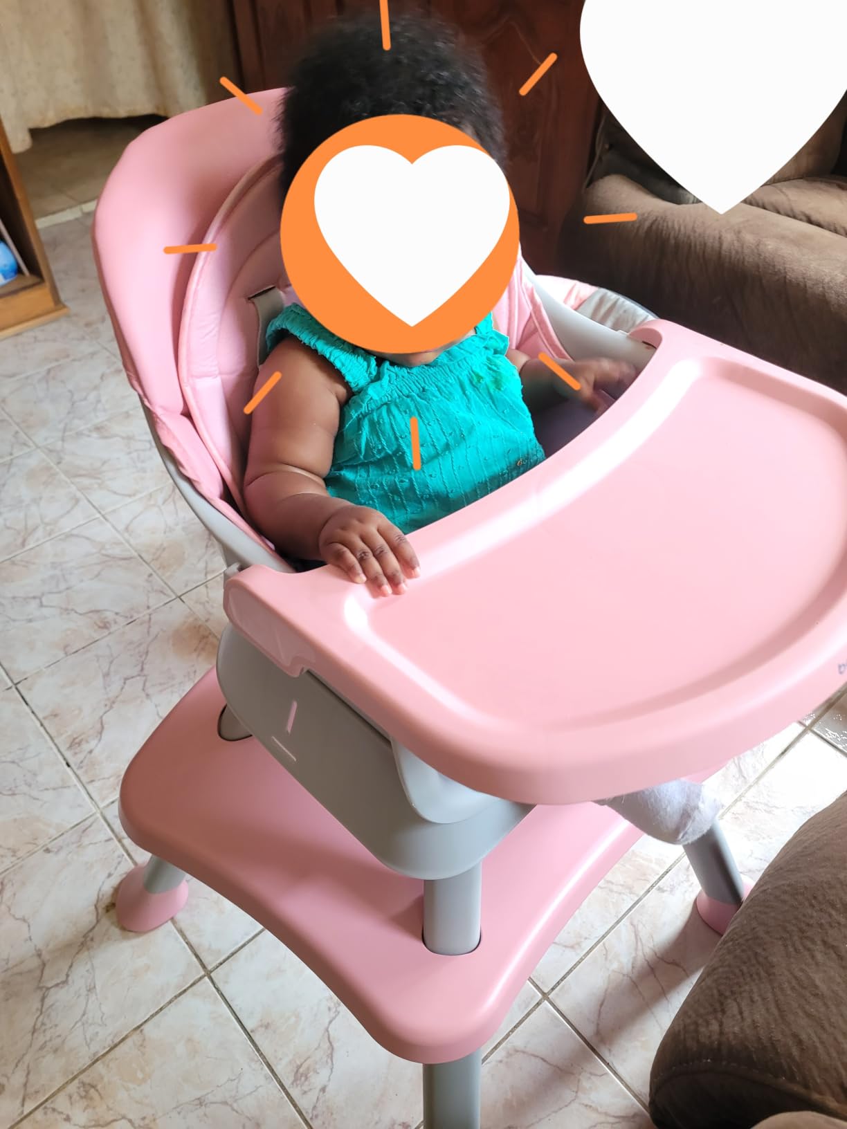 HONEY JOY 8 in 1 Baby High Chair, Convertible Highchair for Babies and Toddlers/Table and Chair Set/Building Block Table/Booster Seat/Stool/Toddler Chair with Safety Harness (Wave Gray) customer photo 2
