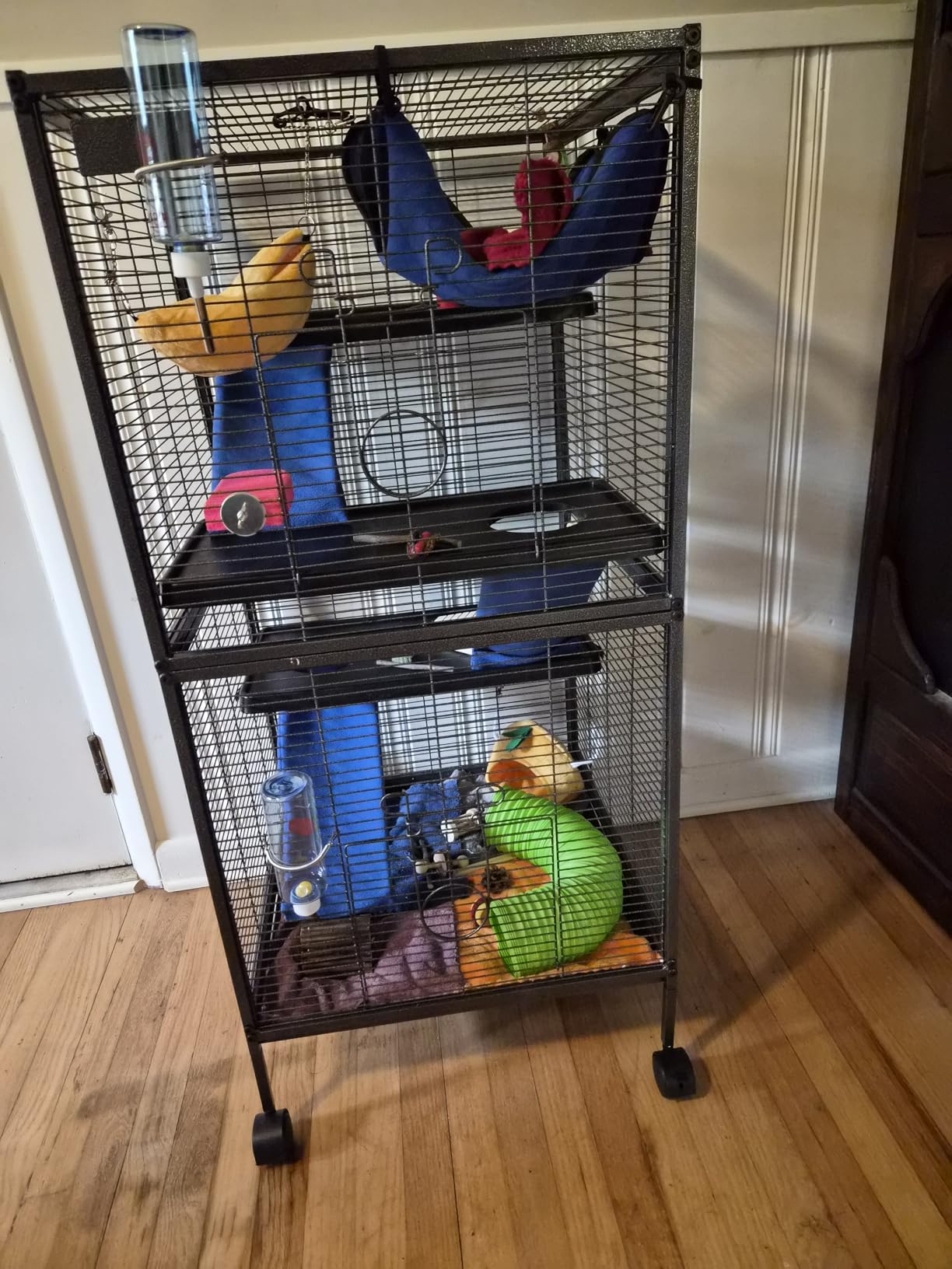 HABUTWAY 50''H Metal Small Animal Cages, Rolling Chinchilla Cage with Removable Ramps, Lagre Cage for Chinchillas/Guinea Pigs/Rabbit, Ferret Cages with Hammock & 5 Tiers, Black customer photo 2