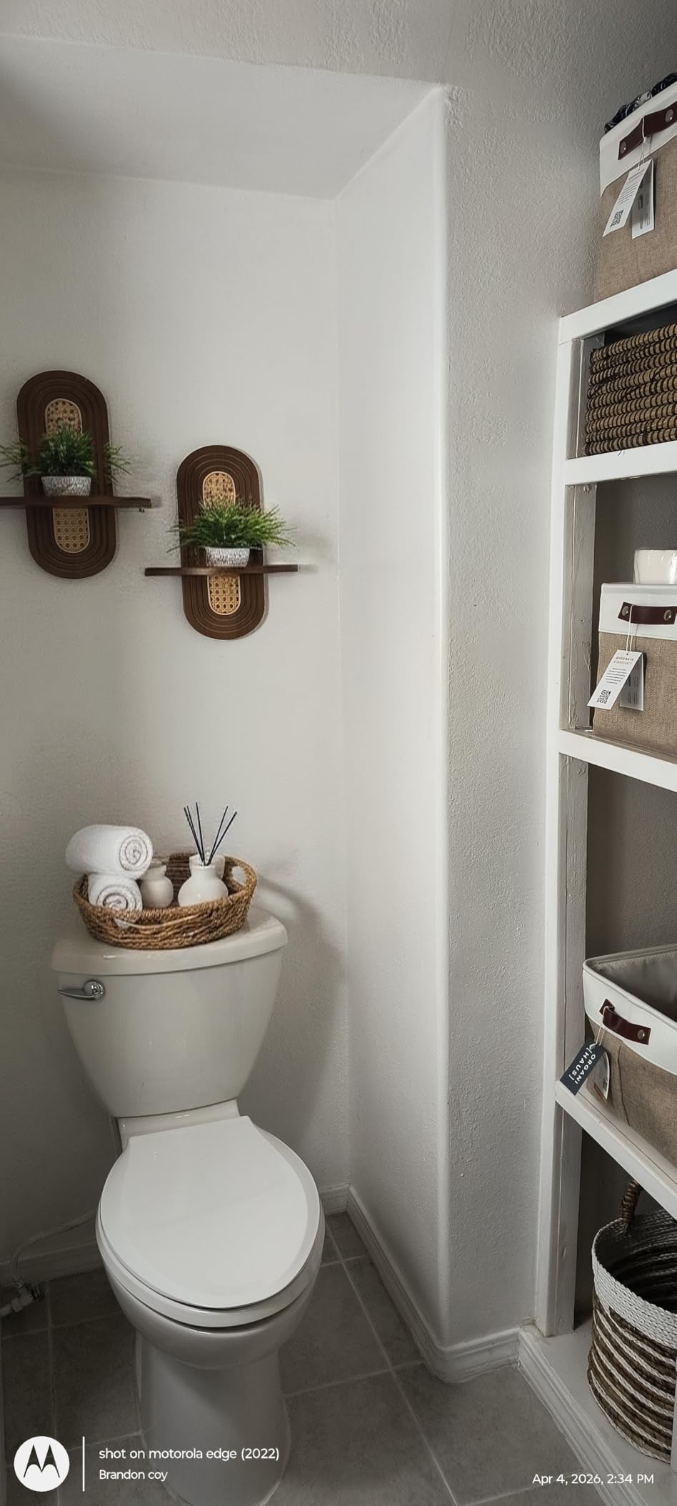 OrganiHaus 15x11in Canvas Storage Baskets 3 Pack - Fabric Bins for Shelves | Vegan leather handles; a decorative closet organizer for clothes, shoes, or toys; bedroom container customer photo 2