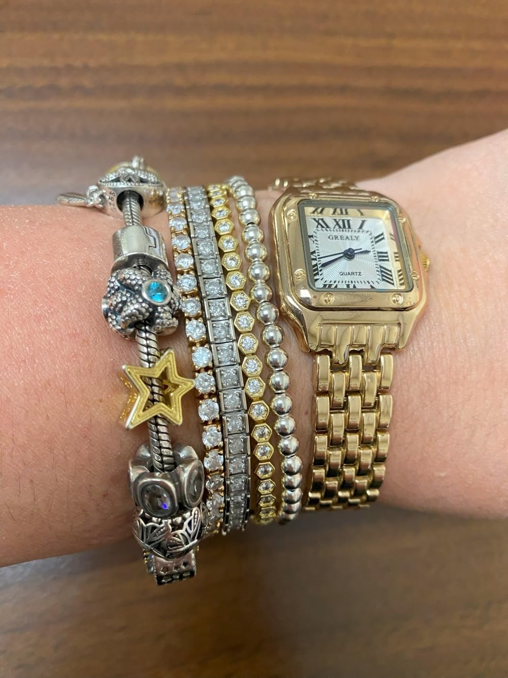 14K Gold Plated 2mm Cubic Zirconia Honeycomb Tennis Bracelet | Gold Bracelet for Women customer photo 1