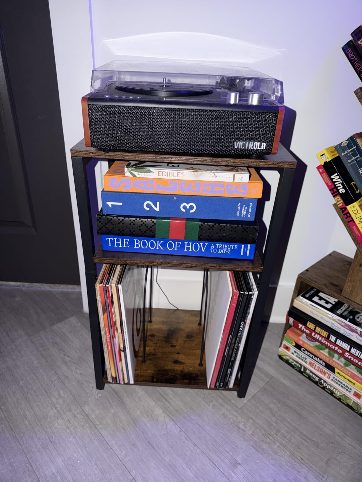 LELELINKY 3 Tier End Table, Record Player Stand with Storage Up to 100 Albums, Turntable Stand for Vinyl, Brown Records Shelf for Living Room Bedroom customer photo 2